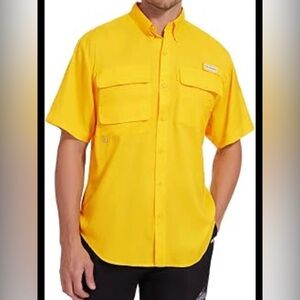 Columbia Yellow Short-Sleeve Button-Down Shirt